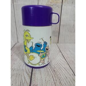 Vintage Aladdin Jim Henson Sesame Street Thermos Big Bird Cookie Monster Plastic